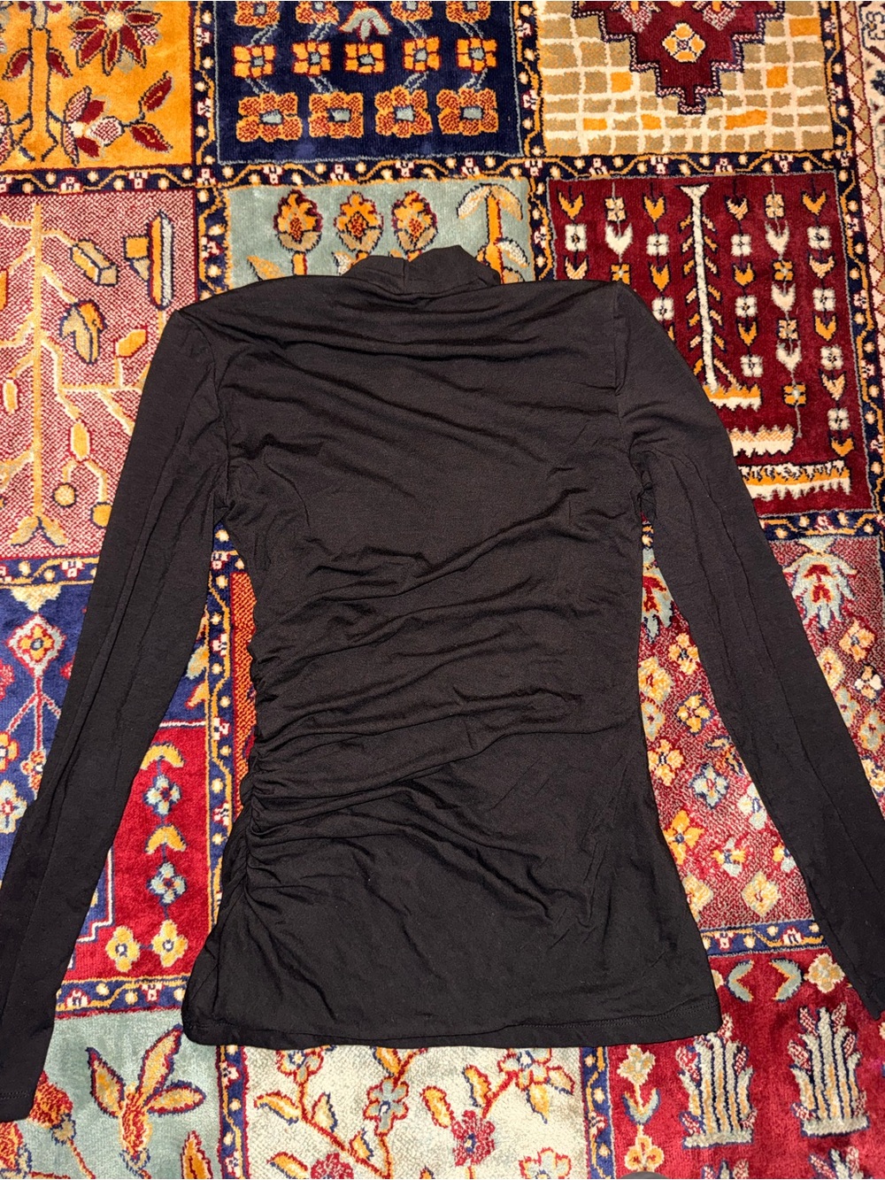 MM Lafleur Black Draped Wrap-Front Long Sleeve Top - Picture 9 of 10